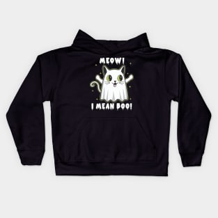 Meow I Mean Boo Cute Halloween Ghost Cat For Cat Lovers Kids Hoodie